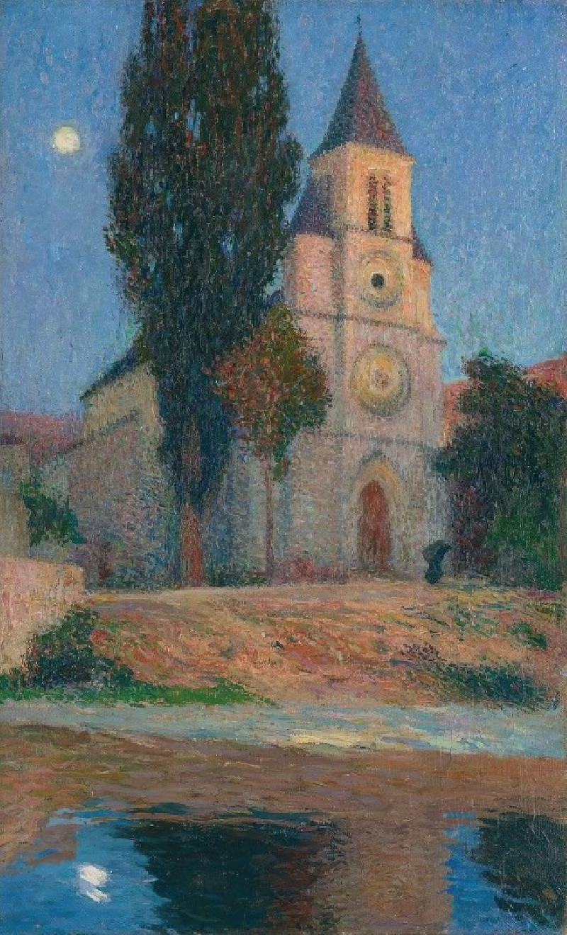 Henri Martin reprodukcija Lever De Lune Derrière L’église De La Bastide-Du-Vert (circa 1910), VISOS REPRODUKCIJOS , paveiksla...