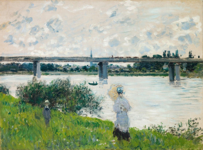 The Promenade with the Railroad Bridge, Argenteuil (1874) reproduction of painting by Oscar-Claude Monet. ALL GICLEE PRINTS