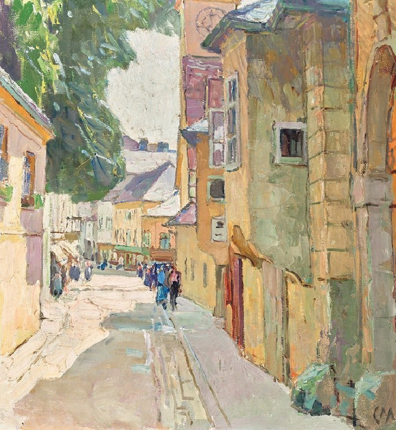 Die Dr. Seipel-Straße in Mödling (1942) reproduction of painting by Carl Moll. ALL GICLEE PRINTS