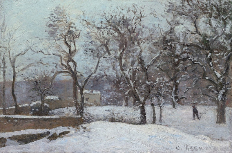 Snow at Louveciennes (c. 1870) reproduction of painting by Camille Pissarro. ALL GICLEE PRINTS