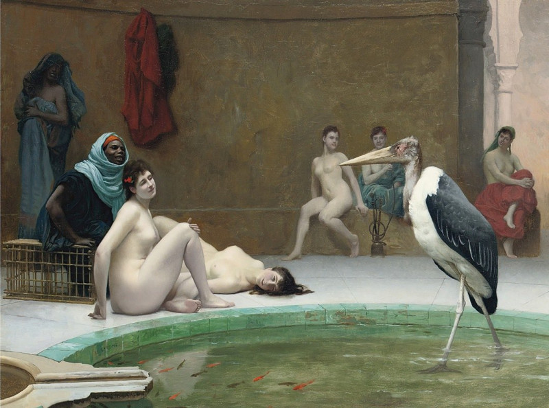 Le Marabout in the Harem bath reproduction of painting by Jean-Léon Gérôme. ALL GICLEE PRINTS