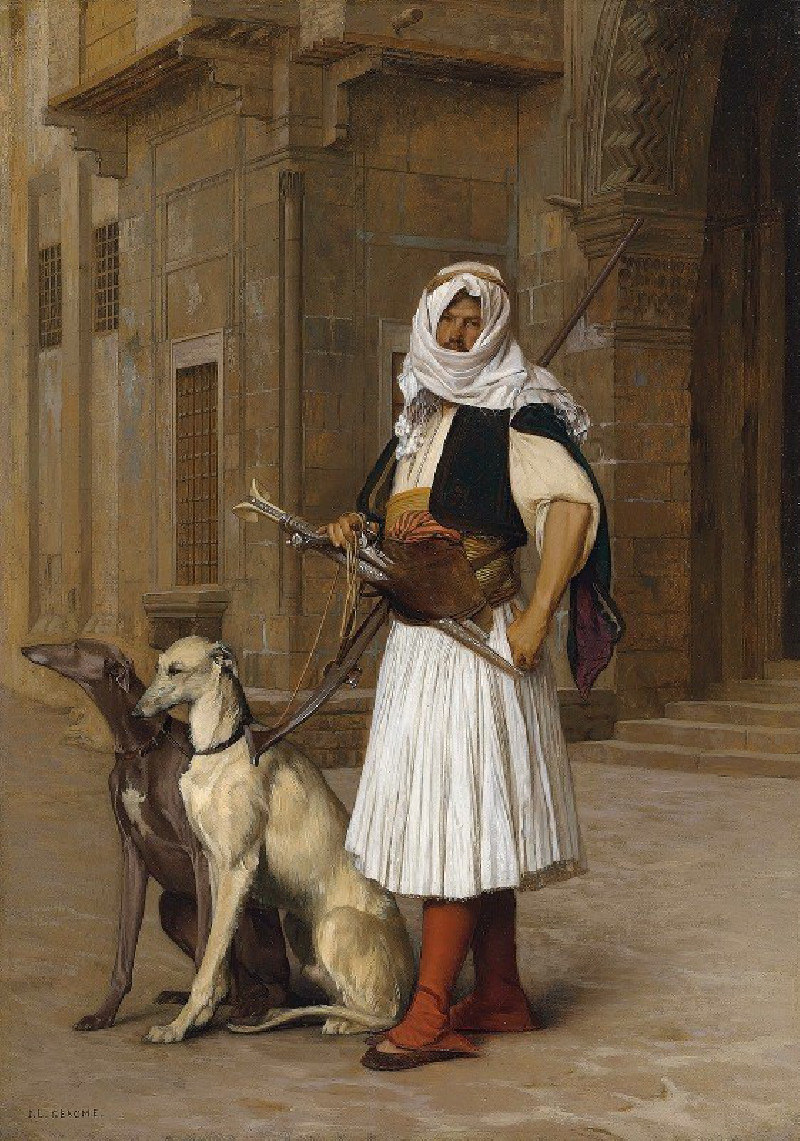 Arnaut and two Whippets (1867) reproduction of painting by Jean-Léon Gérôme. ALL GICLEE PRINTS