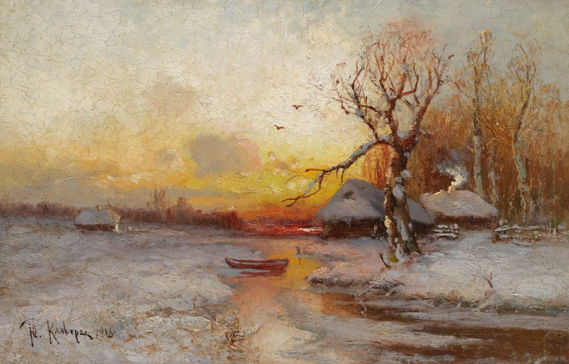 Winter Sunset (1913) reproduction of painting by Julius Sergius Klever. ALL GICLEE PRINTS