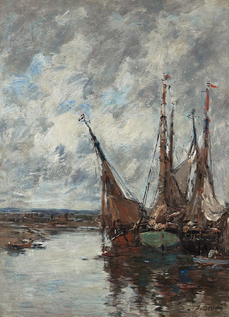 Eugène Boudin reprodukcija Trouville, voiliers échoués (circa 1883-1887), VISOS REPRODUKCIJOS , paveikslai, reprodukcijos int...