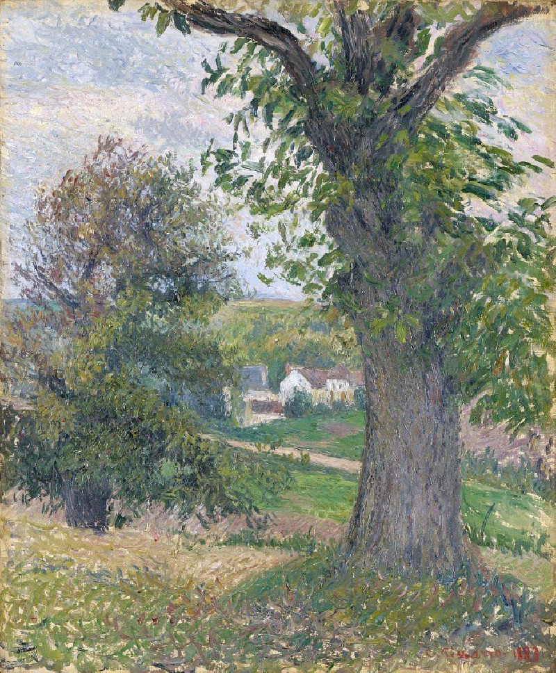 Chestnut Trees in Osny (1883) reproduction of painting by Camille Pissarro. ALL GICLEE PRINTS