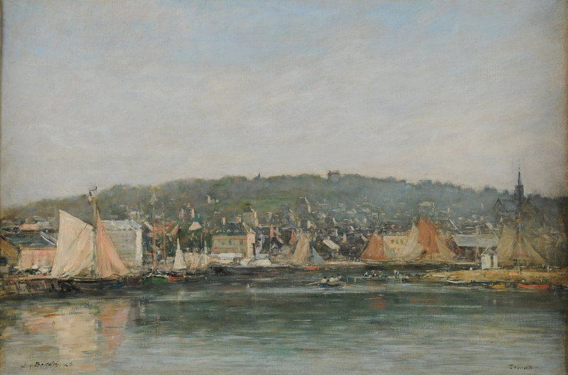 Le port de Trouville le matin (1888) reproduction of painting by Eugène Boudin. ALL GICLEE PRINTS