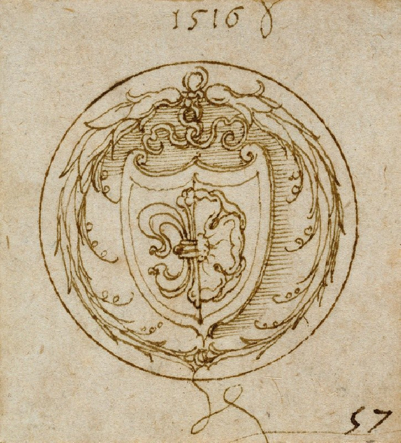 Design for an Ornament or Signet Ring with the Arms of Lazarus Spengler (1516) reproduction of painting by Albrecht Durer. AL...