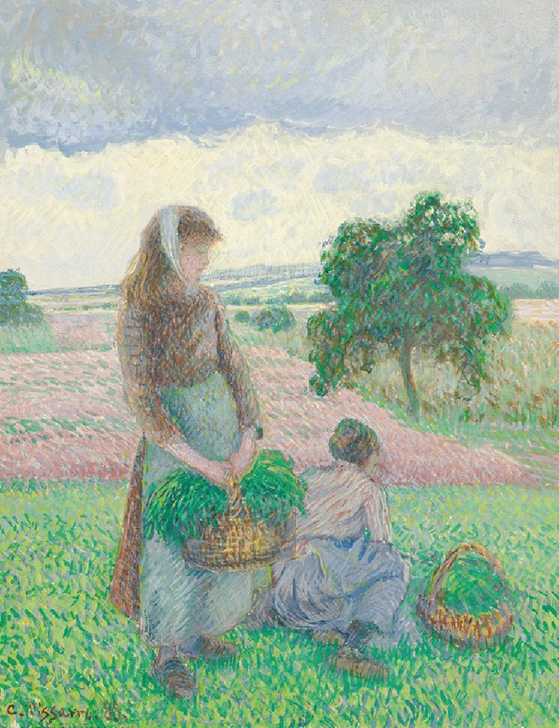 Paysannes portant un panier (1888) reproduction of painting by Camille Pissarro. ALL GICLEE PRINTS