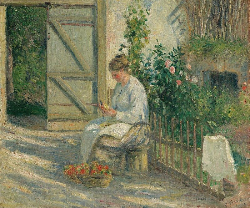 Julie Pissarro épluchant des légumes (1878) reproduction of painting by Camille Pissarro. ALL GICLEE PRINTS