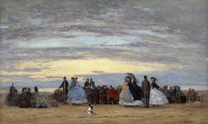 The Beach at Villerville (1864) reproduction of painting by Eugène Boudin. ALL GICLEE PRINTS