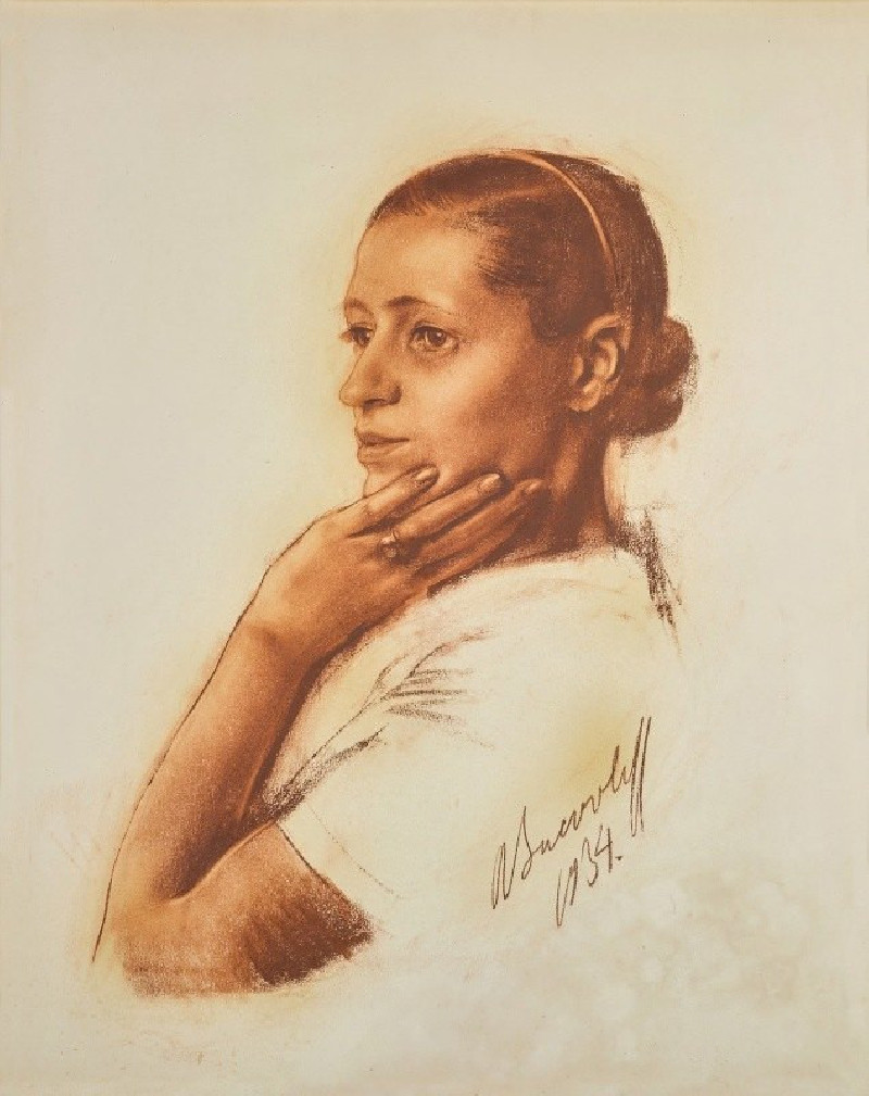 Portrait of Irene Andreeva (1934) reproduction of painting by Alexandre Jacovleff. ALL GICLEE PRINTS