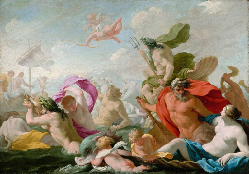 Eustache Le Sueur reprodukcija Marine Gods Paying Homage To Love (About 1636–1638), VISOS REPRODUKCIJOS , paveikslai, reprodu...