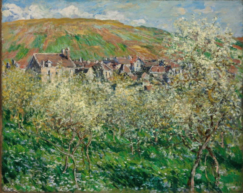 Oscar-Claude Monet reprodukcija Flowering Plum Trees (1879), VISOS REPRODUKCIJOS , paveikslai, reprodukcijos internetu