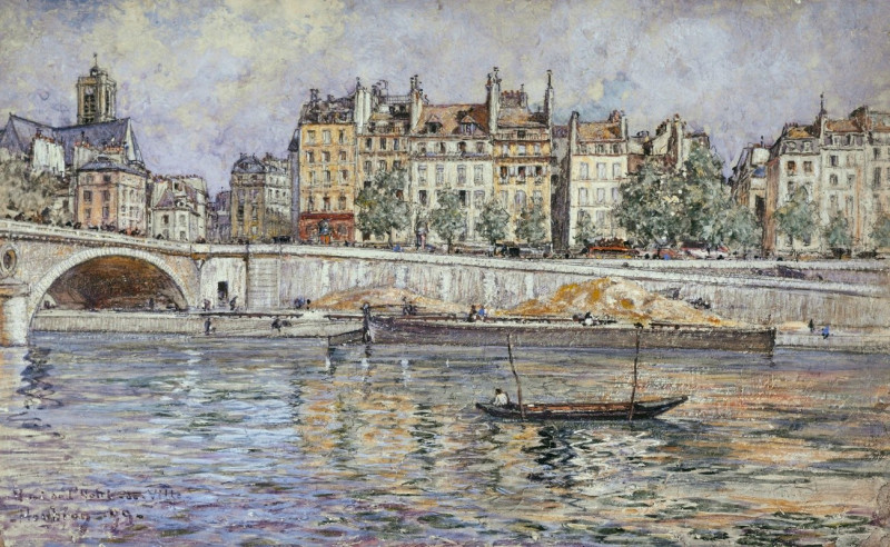 Le quai de l’Hôtel-de-Ville et le pont Louis-Philippe (1899) reproduction of painting by Frédéric Houbron. ALL GICLEE PRINTS