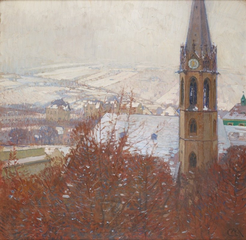 Heiligenstadt im Schnee (1904-1905) reproduction of painting by Carl Moll. ALL GICLEE PRINTS