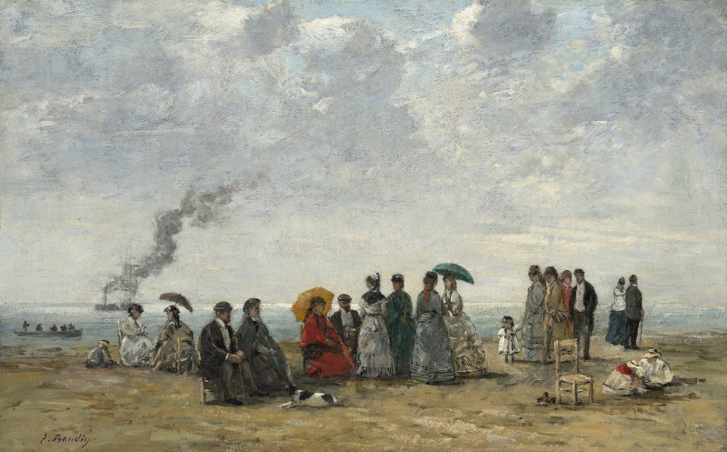 Eugène Boudin reprodukcija Figures on the Beach (c. 1867-1870), VISOS REPRODUKCIJOS , paveikslai, reprodukcijos internetu