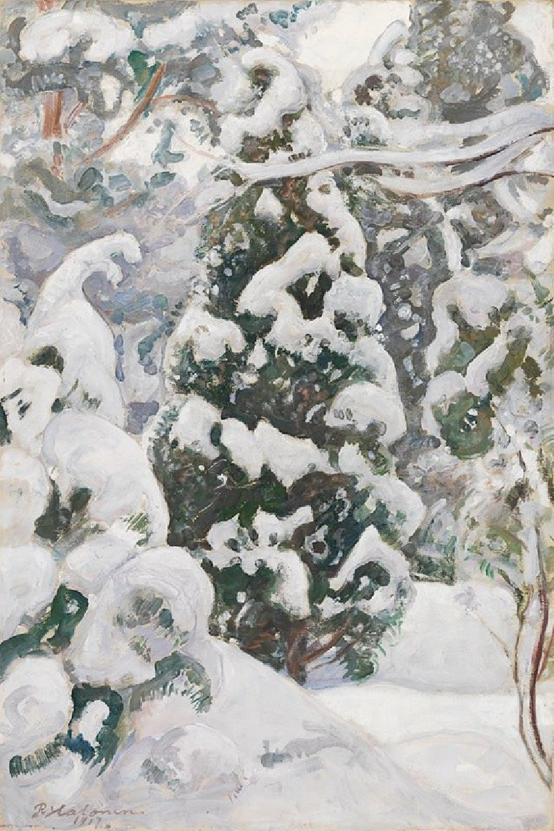 Juniper Tree in Snow (1917) reproduction of painting by Pekka Halonen. ALL GICLEE PRINTS