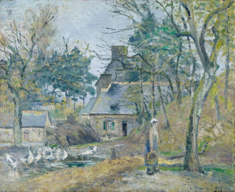 La ferme à Montfoucault (Farm at Montfoucault)  (1874) reproduction of painting by Camille Pissarro. ALL GICLEE PRINTS