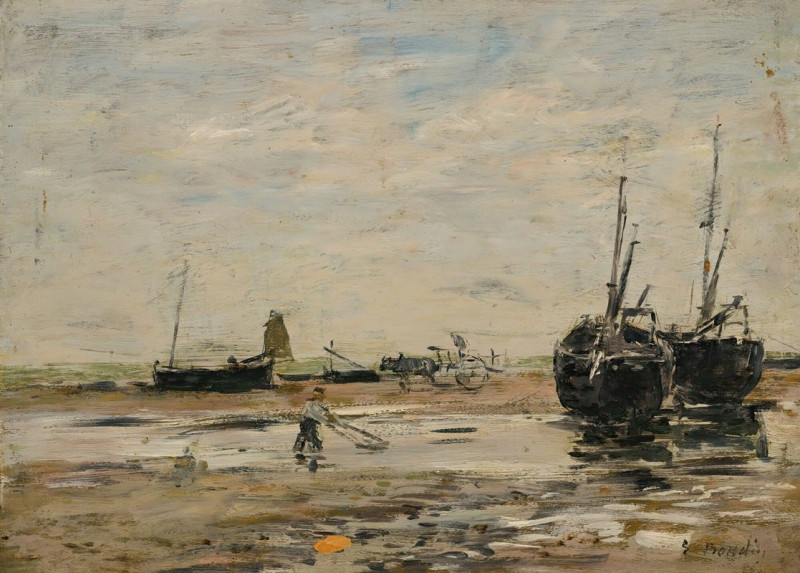 Rivage De Berk, Marée Basse (circa 1880-85) reproduction of painting by Eugène Boudin. ALL GICLEE PRINTS