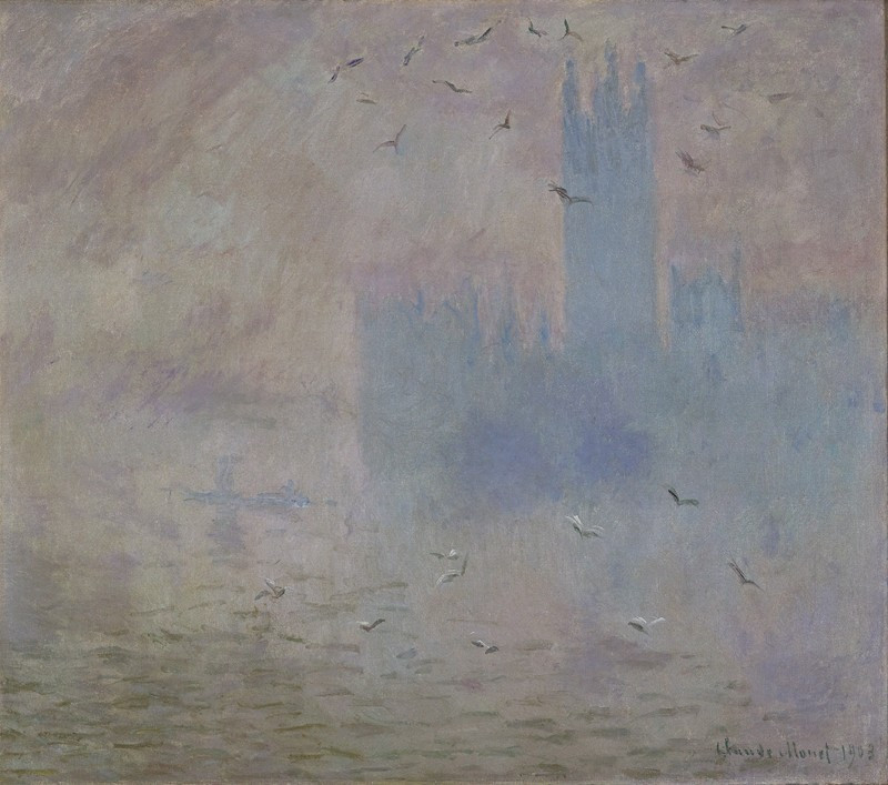 The Houses of Parliament, Seagulls (1903) reproduction of painting by Oscar-Claude Monet. ALL GICLEE PRINTS