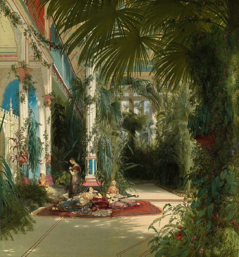 The Interior of the Palm House on the Pfaueninsel Near Potsdam (1834) reproduction of painting by Carl Blechen. ALL GICLEE PR...