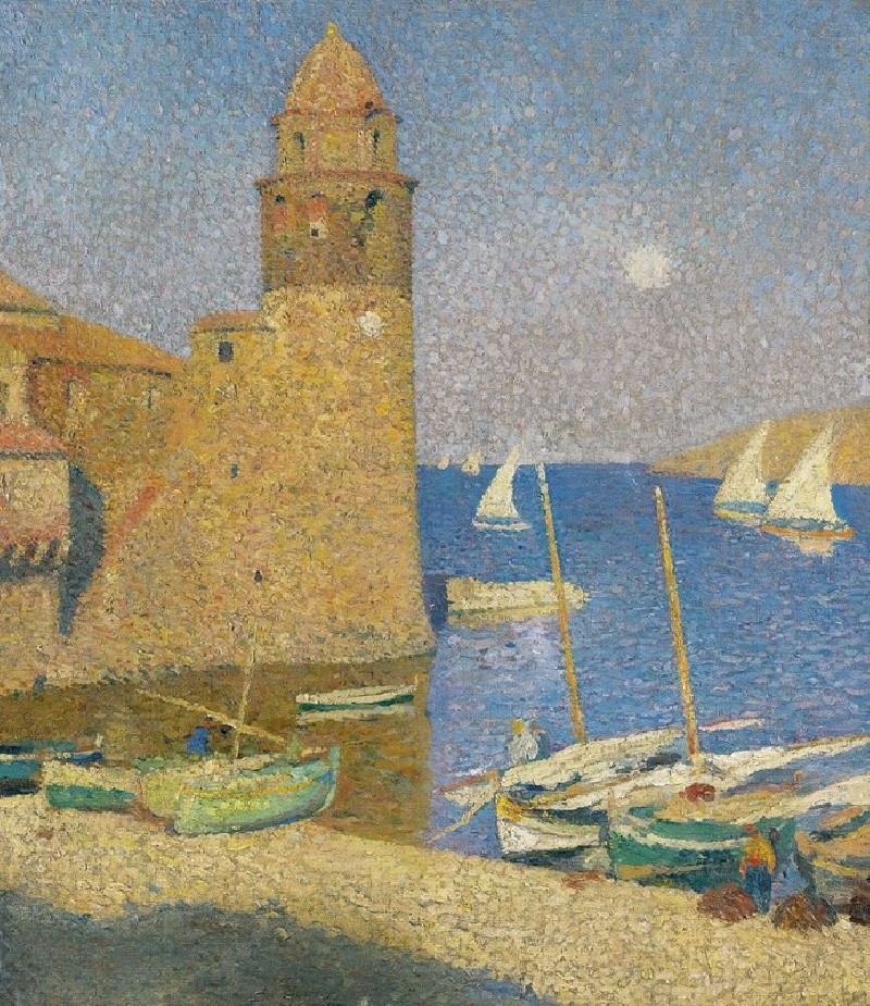 La Tour De Collioure, Lever De Lune (1923-1924) reproduction of painting by Henri Martin. ALL GICLEE PRINTS