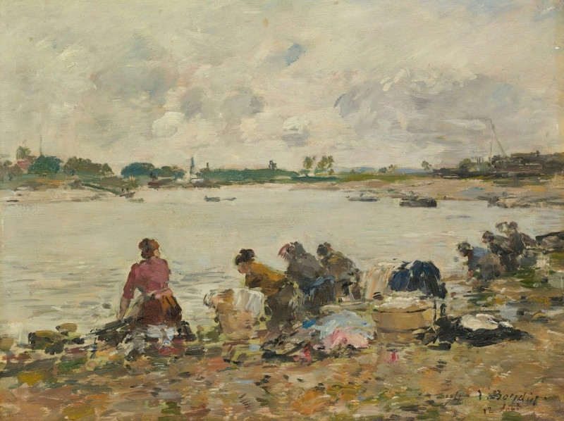 Laveuses Au Bord De La Touques (1894) reproduction of painting by Eugène Boudin. ALL GICLEE PRINTS