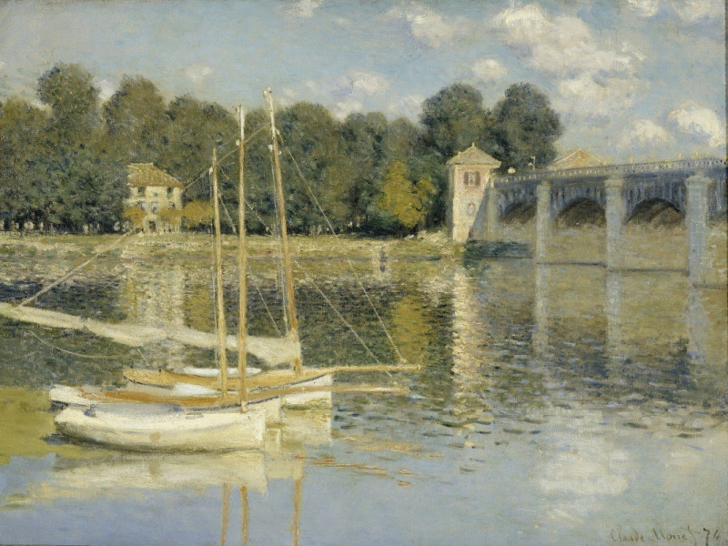 The Argenteuil Bridge (1874) reproduction of painting by Oscar-Claude Monet. ALL GICLEE PRINTS