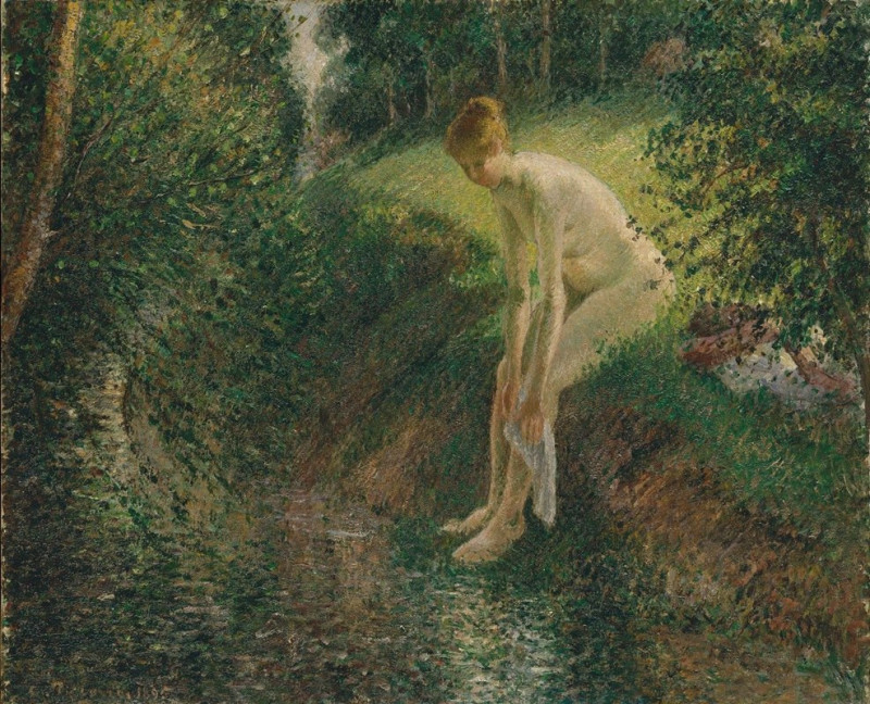 Bather in the Woods (1895) reproduction of painting by Camille Pissarro. ALL GICLEE PRINTS