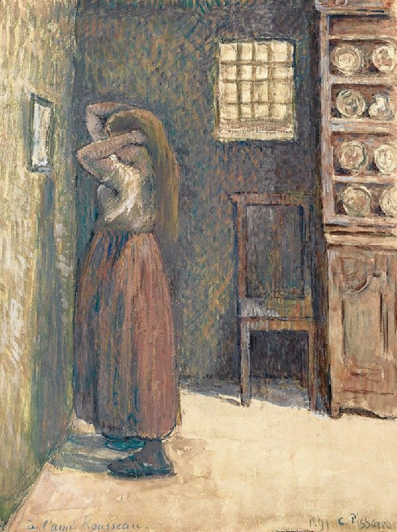 Camille Pissarro reprodukcija Jeune Paysanne Se Coiffant (1891), VISOS REPRODUKCIJOS , paveikslai, reprodukcijos internetu