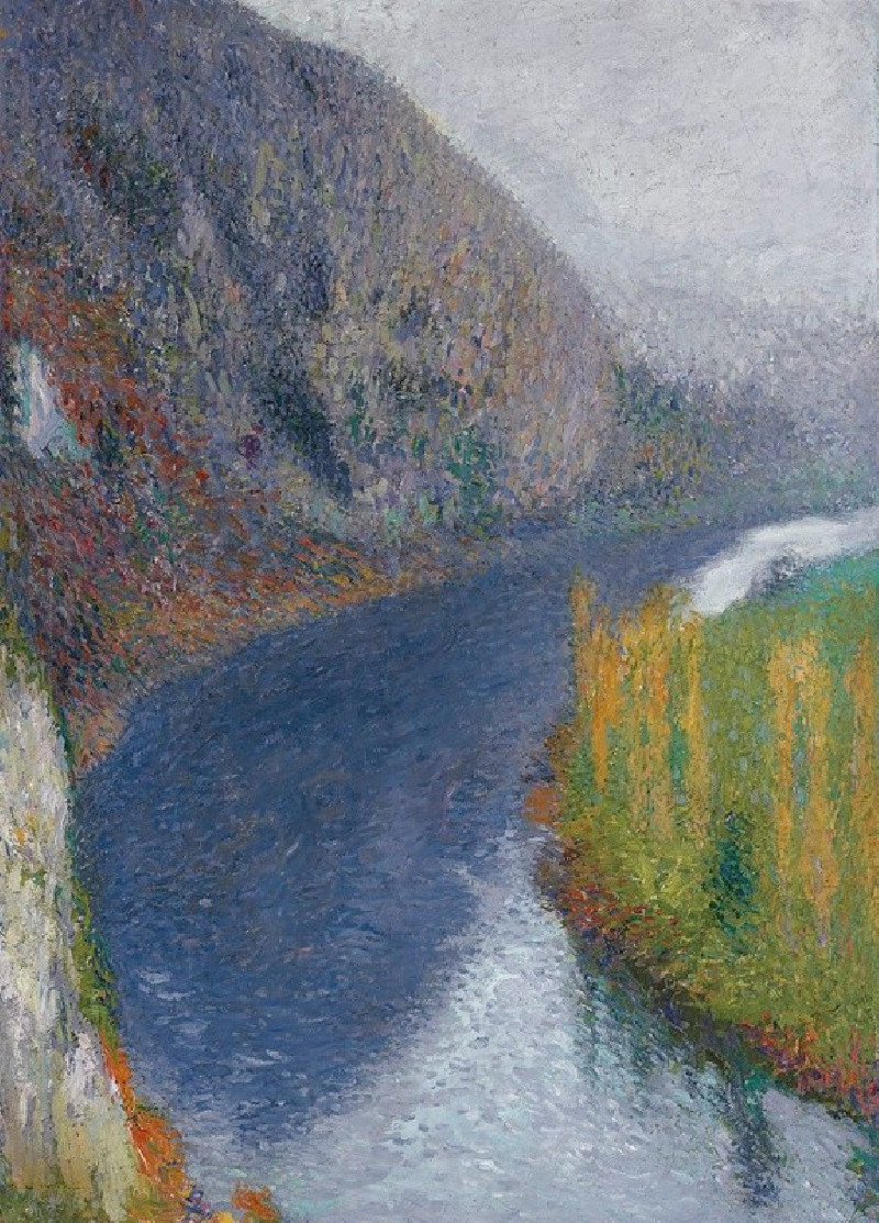 Le Lot au pied des falaises de St-Cirq-Lapopie reproduction of painting by Henri Martin. ALL GICLEE PRINTS