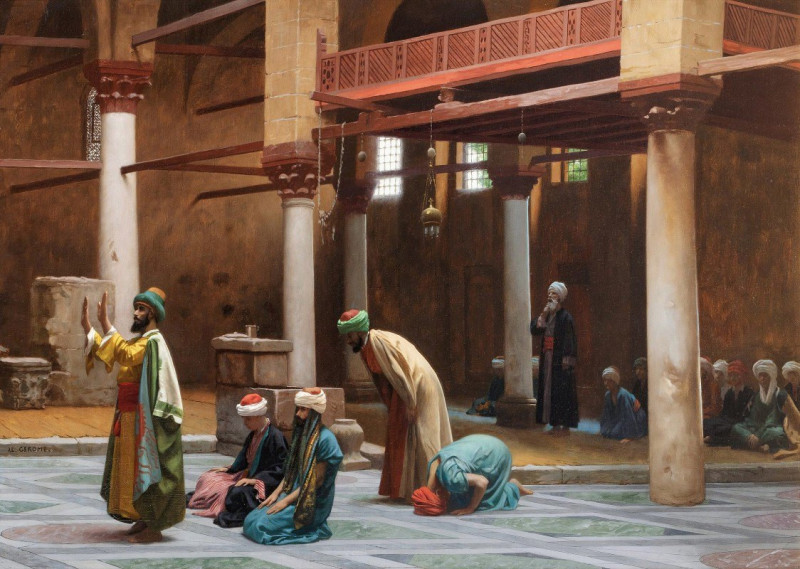 Prayers In The Mosque reproduction of painting by Jean-Léon Gérôme. ALL GICLEE PRINTS