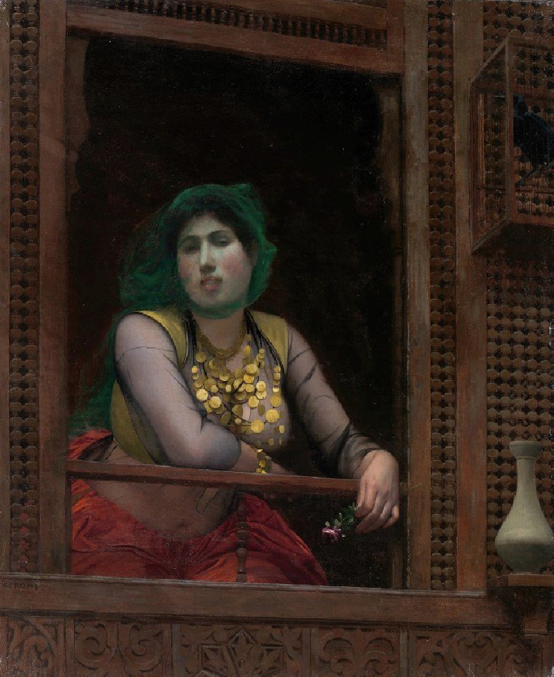 Woman at a Balcony (1887–88) reproduction of painting by Jean-Léon Gérôme. ALL GICLEE PRINTS