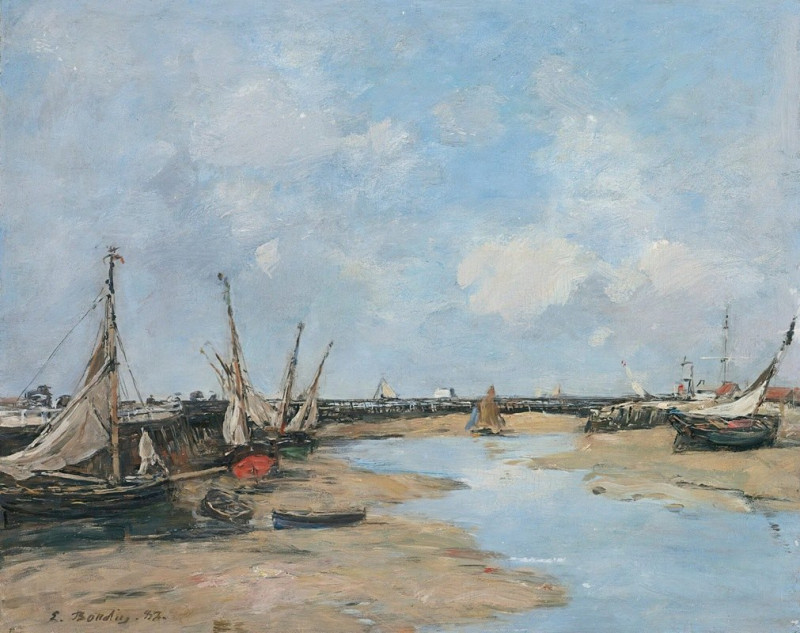 Trouville, Les Jetées, Marée Basse (1888) reproduction of painting by Eugène Boudin. ALL GICLEE PRINTS