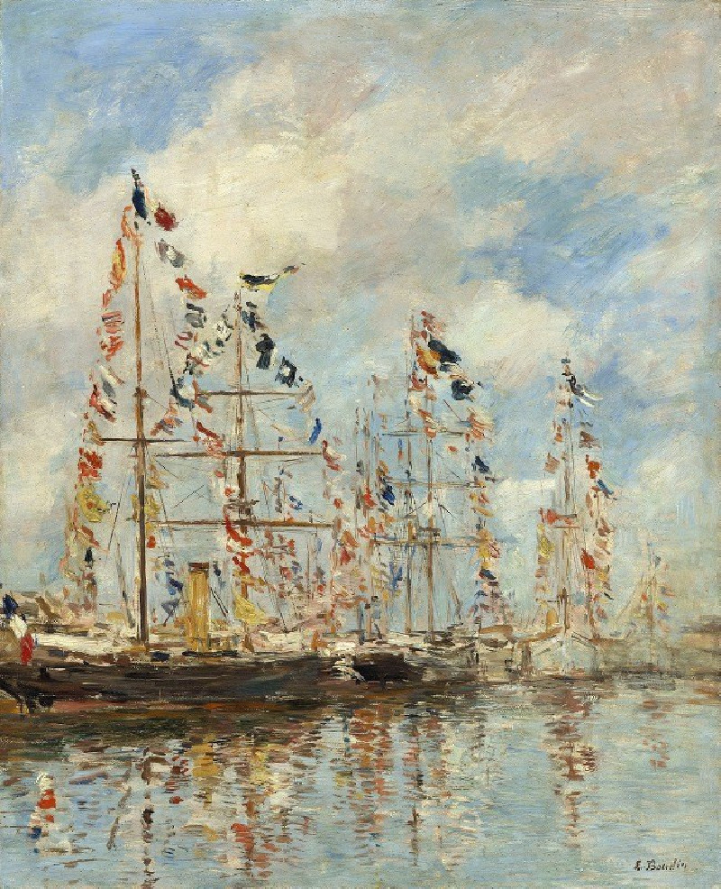 Yacht Basin at Trouville-Deauville (probably 1895-1896) reproduction of painting by Eugène Boudin. ALL GICLEE PRINTS