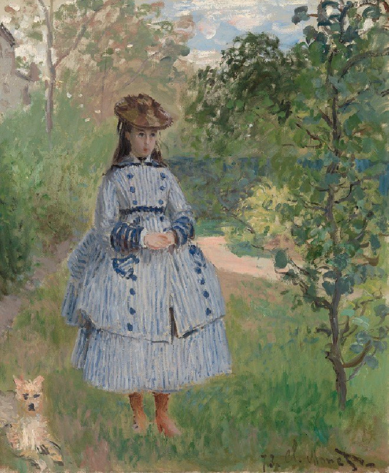 Girl with Dog (1873) reproduction of painting by Oscar-Claude Monet. ALL GICLEE PRINTS