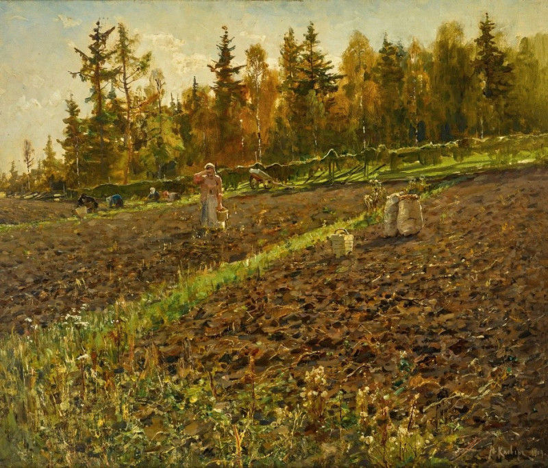 The Potato Gatherers (1909) reproduction of painting by Julius Sergius Klever. ALL GICLEE PRINTS