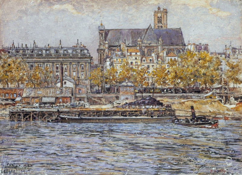 Frédéric Houbron reprodukcija Le quai de l’Hôtel-de-Ville et l’église Saint-Gervais-Saint-Protais (1899), VISOS REPRODUKCIJOS...