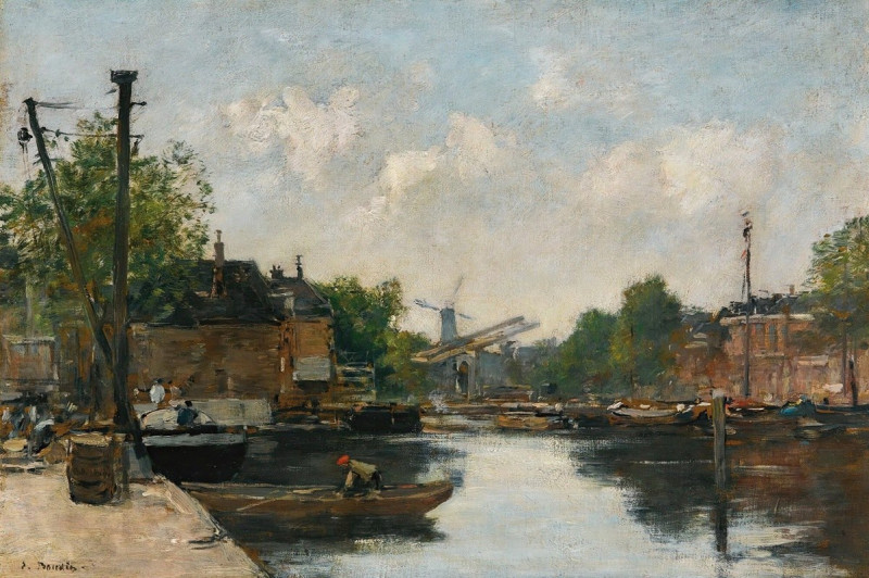 Canal A Rotterdam (circa 1876-80) reproduction of painting by Eugène Boudin. ALL GICLEE PRINTS