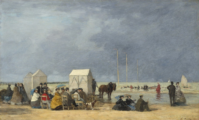 Bathing Time at Deauville (1865) reproduction of painting by Eugène Boudin. ALL GICLEE PRINTS