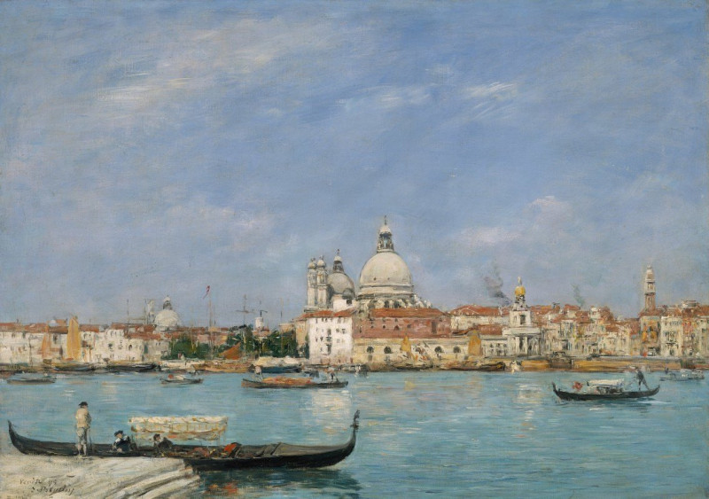 Venice, Santa Maria della Salute from San Giorgio (1895) reproduction of painting by Eugène Boudin. ALL GICLEE PRINTS