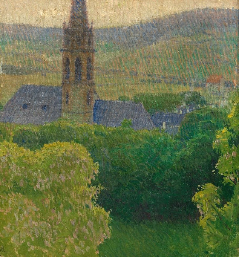 Blick auf die Heiligenstädter Pfarrkirche (St. Michael) (ca. 1905) reproduction of painting by Carl Moll. ALL GICLEE PRINTS