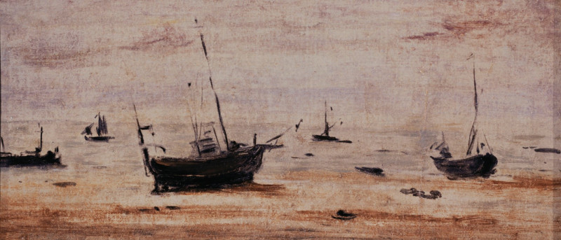 Bateaux échoués à marée basse (1895) reproduction of painting by Eugène Boudin. ALL GICLEE PRINTS