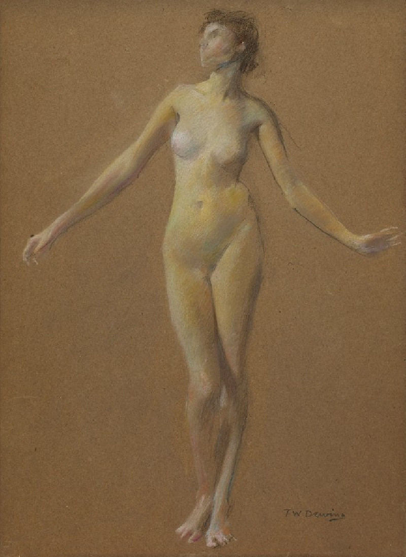 Thomas Wilmer Dewing reprodukcija Nude Study (1895), Aktas , paveikslai, reprodukcijos internetu