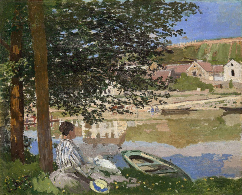 On the Bank of the Seine, Bennecourt (1868) reproduction of painting by Oscar-Claude Monet. ALL GICLEE PRINTS