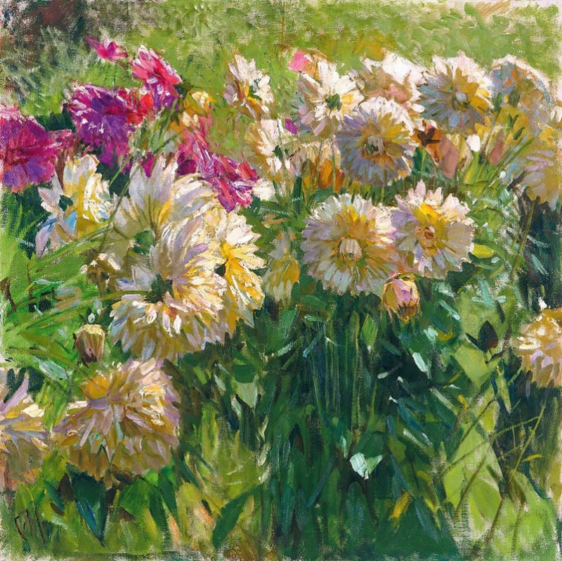 Dahlias reproduction of painting by Carl Moll. ALL GICLEE PRINTS