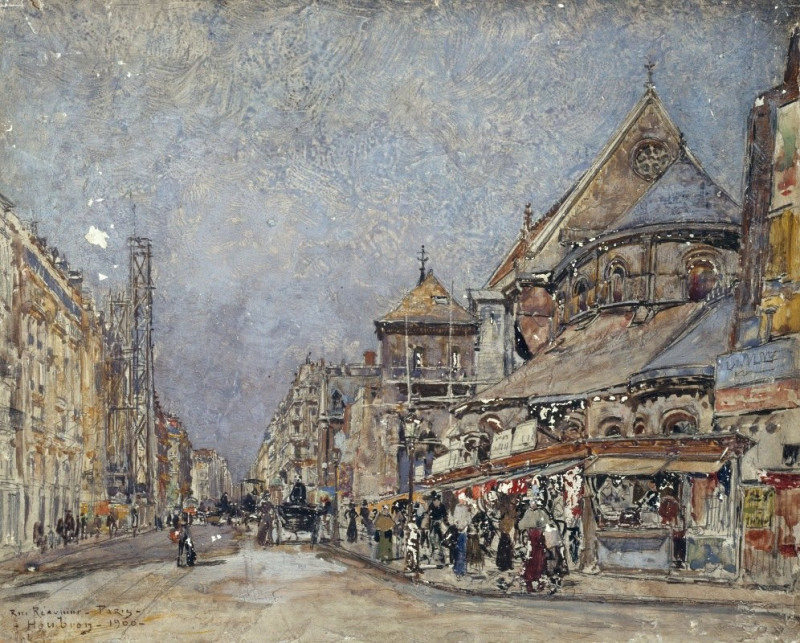 La rue Réaumur et le chevet de l’église Saint-Martin-des-Champs (1900) reproduction of painting by Frédéric Houbron. ALL GICL...