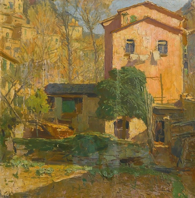 Carl Moll reprodukcija Landscape in the Riviera Ligure, Italy, VISOS REPRODUKCIJOS , paveikslai, reprodukcijos internetu