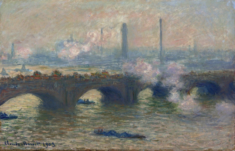 Waterloo Bridge,Gray Day (1903) reproduction of painting by Oscar-Claude Monet. ALL GICLEE PRINTS