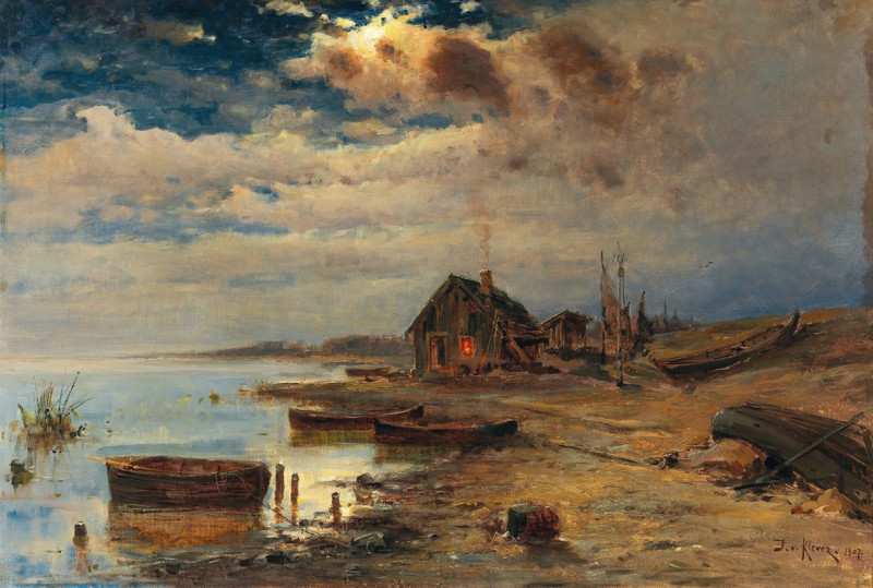 Scene at dusk on the Baltic coast reproduction of painting by Julius Sergius Klever. ALL GICLEE PRINTS